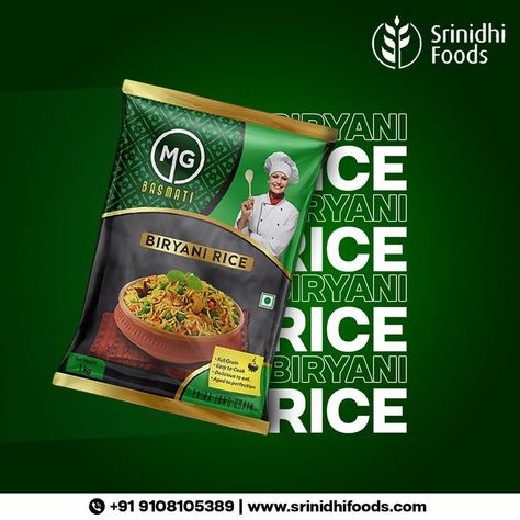 Srinidhi Foods provides premium basmati rice with great aroma, you can cook your everyday meal. Order online or buy from your nearest store today. Biryani Rice, Water Branding, Social Media Advertising Design, Creative Advertising Design, Rice Bags, Creative Poster Design, Packing Design, Basmati Rice, Social Media Design Graphics