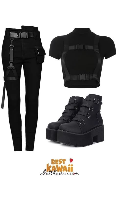 Anime Outfits Casual, Spy Outfit, Combat Clothes, Black Clothes, Tomboy Style Outfits, Tomboy Fashion, Gothic Outfits, Winter Aesthetic, Teenage Fashion Outfits