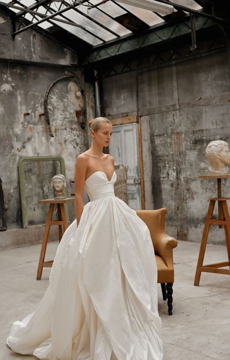 Structured Layered Wedding Dress, Drop Waist Wedding Dress Ball Gown, Galia Lahav Wedding Dress Ballgown, Kim Kassas Wedding Dresses Ss24, Jenny Yoo Preston Strapless Ball-skirt Taffeta Wedding Gown, Bridal Styled Shoot, Elle Dress, Contemporary Bridal, Fairy Tale Wedding Dress