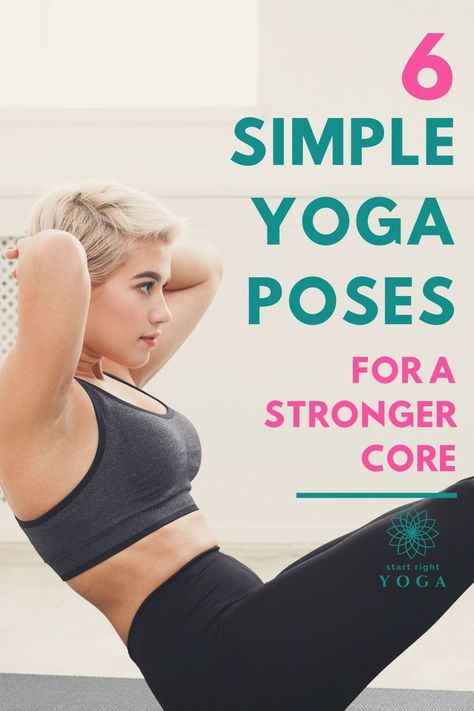 Work your core and get stronger abs with these six beginners yoga poses. Plus get our quick 10 minute abs and core yoga plan. Yoga Bridge Pose, Workout For Core, Core Strengthening Yoga, Core Yoga Poses, Yoga Core Workout, Yoga Poses Chart, Core Yoga, Yoga Abs, Yoga Core