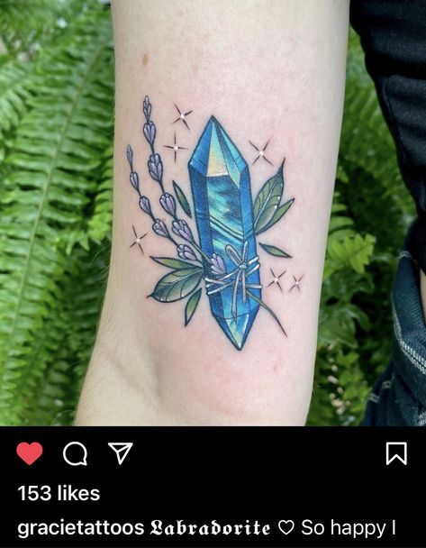 Crystal Tatoos Ideas, Small Crystal Tattoo, Aquamarine Gemstone Tattoo, Ruby Crystal Tattoo, Realistic Crystal Tattoo, Sapphire Tattoo, Colored Crystal Tattoo, Birthstone Tattoos, Crystal Tattoo Ideas