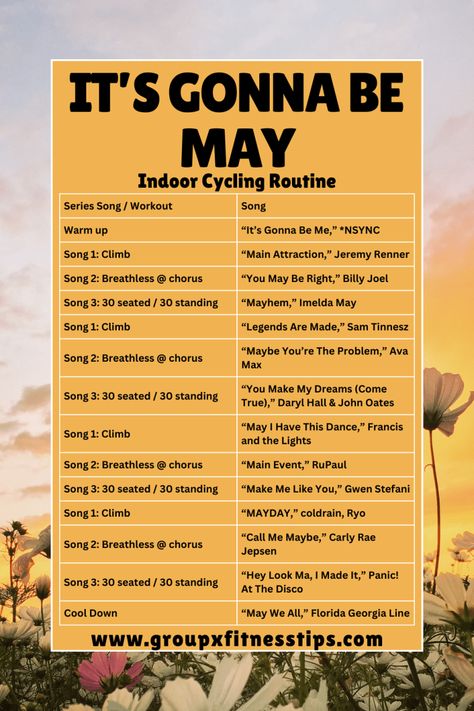 "It's Gonna Be May" Spinning Workout Routine and Playlist Justin Timberlake Meme, Work Out Songs, Spin Cycle Workout, Cycle Playlist, Indoor Cycle Routines, Spin Class Routine, Spin Class Workout, Cycle Workout, Spin Playlist