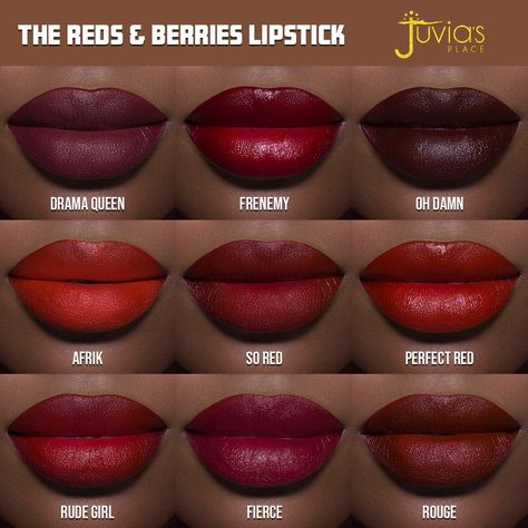 The Reds & Berries Velvety Matte Lipsticks - So Red Wine Red Lipstick, Deep Red Lipsticks, Lipstick Dark Red, Burgundy Lipstick, Burgundy Lips, Red Lipstick Shades, Fall Lips, Lipstick For Dark Skin, Dark Red Lips