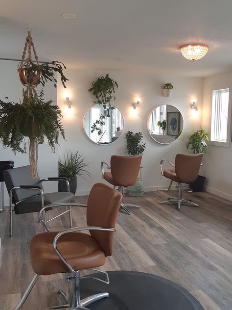 Hair Salon Neon Sign Ideas, Boho Hair Salon Shampoo Area, Brown Salon Styling Chairs, Hairstylist Neon Sign, Rustic Hair Salon Chair Setup, Henna Design Tutorial, Bridal Henna Design, Salons Cottage, Nail Salon Equipment