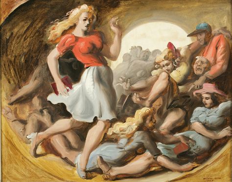 Reginald Marsh, Barrel of Fun, 1943 Reginald Marsh Paintings, Reginald Marsh, American Scene Painting, Composition Board, Thomas Hart Benton, Academy Museum, Social Realism, Art Noir, Magic Realism