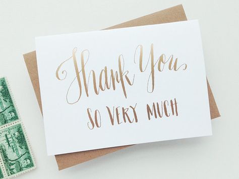 Set of 5 Gold Foil Letterpress Thank You Cards - Hand-Lettered Calligraphy Foil Letterpress, Cheap Wedding Venues, Wedding Stationery Suite, Creative Wedding Invitations, Thank You Quotes, Thank You Photos, The Invitation, Cursive Letters, Fun Wedding Invitations