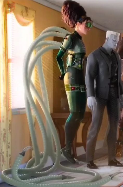 Doc Ock Spider Verse, Doc Ock Into The Spiderverse, Doc Oc Spiderverse, Jonathan Ohnn Spiderverse, Olivia Octavius X Aunt May, Olivia Octavius Fanart, Female Doc Ock, Doc Ock Redesign, Dr Olivia Octavius