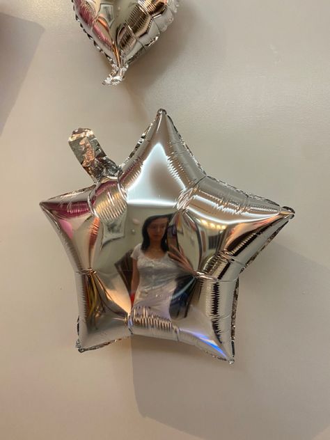 Star Shaped Balloons, Star Balloons Aesthetic, Silver Star Balloons, Silver Star Aesthetic, Star Girl Birthday Party Aesthetic, Birthday Balloons Aesthetic, Dancing Queen Aesthetic, Star Girl Birthday, Aesthetic Balloons