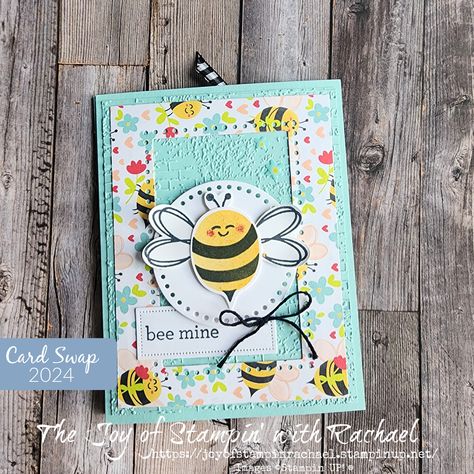 Visit my blog and watch video to learn more about this card and 10 others using Stampin' UP! products from the Spring Mini Catalog! Bee My Valentine, Bee Mine Valentine, Designer Paper Cards, Mother Card, Valentine Love Cards, Gift Making, Hand Crafted Cards, Bee Cards, Bee Mine