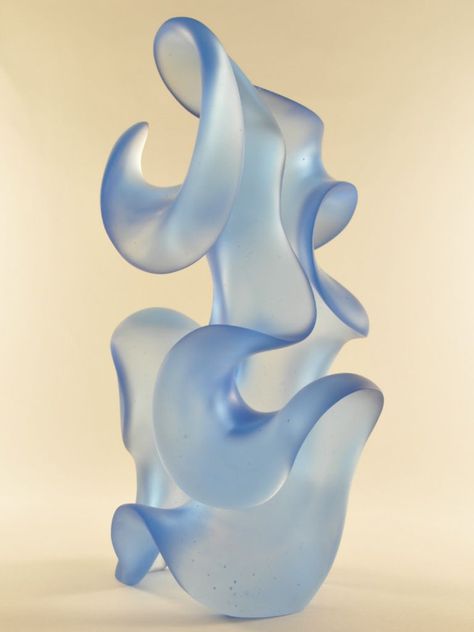 Pollitt Studio | Capricious, a pale cobalt blue glass sculpture Glass 3d Art, Cool Sculpture Ideas, Abstract Sculpture Ideas, Liquid Sculpture, Glass Sculpture Art, Blue Objects, Sculpture Water, Colorful Sculpture, Blue Sculpture