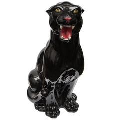 Rare Big Vintage Ceramic Black Panther, Italy, 1960s Black Panther Statue, Panther Statue, Black Panther Cat, Panther Cat, Panther Sculpture, Panther Art, Artistic Ideas, Black Panther Art, Cat Sculpture