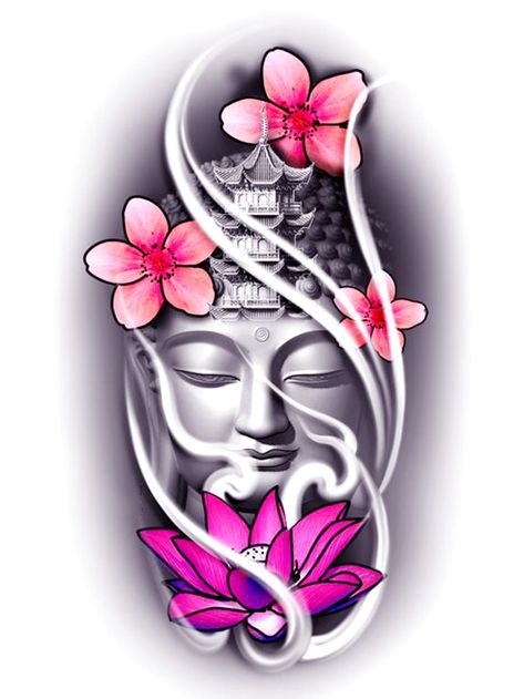 Buhhda Tattoo, Buddha Half Sleeve Tattoo, Budda Tattoo Designs, Buddha Face Tattoo, Spiritual Sleeve Tattoos For Women, Female Hand Tattoo, Tattoo Ideas Female Hand, Tattoo Buddha, Sleeve Drawing