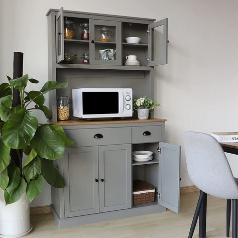 MUPATER Kitchen Pantry Storage Cabinet with Microwave Stand, 71'' Freestanding Hutch Cabinet with Buffet Cupboard, Drawers and Doors for Home. Try now on Amazon! Pantry Cabinet Free Standing Target, Small Storage Cabinet Kitchen, Free Standing Kitchen Storage, Microwave Storage Cabinet, Tiny Kitchen Solutions, Kitchen Storage No Pantry, Extra Cabinet Space In Kitchen, Kitchen Stand Alone Cabinet, Microwave Storage Ideas