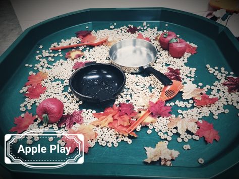 Apple Cinnamon sensory play in the active tray... great autumn play center! Apple Tuff Tray Ideas, Tuff Table, Tuff Tray Ideas, Apple Week, Tuff Tray, Tray Ideas, Toddler Fall, Play Centre, Apple Cinnamon