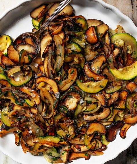 Skillet Zucchini and Mushrooms | Exploring Vegan Zucchini Mushrooms Onions, Mushrooms And Zucchini Recipes, Zucchini And Mushroom Recipes, Mushroom Side Dish Recipes, Skillet Zucchini, Mushroom Zucchini Recipe, Zucchini And Mushrooms, Vegan Zucchini Recipes, Fresh Vegetable Recipes