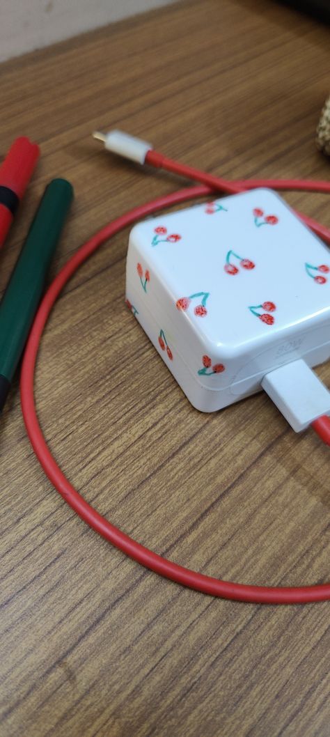 Red OnePlus charger art Aesthetic art red Charging Block Painting Ideas, Charger Art Aesthetic, Diy Charger Art, Phone Charger Painting Ideas, Paint Charger Cube, Charger Painting Ideas, Charger Art, Diy Chargers, Bedroom Stuff