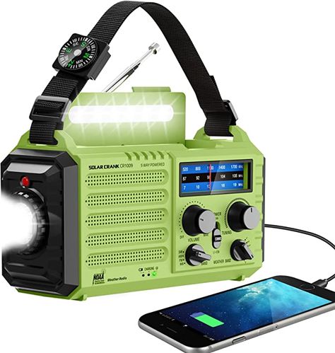 NOAA Weather Radio, Emergency Hand Crank Radio with Solar Charger, Portable Battery Operated AM FM Shortwave Radio with LED Flashlight, USB Charger, Earbud Jack, SOS Alert for Home Survival Hurricane Flashlight Reading, Lamp Phone, Noaa Weather Radio, Sw Radio, Emergency Flashlight, Emergency Radio, Emergency Equipment, Shortwave Radio, Portable Radio