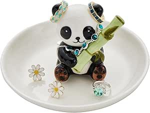 Ring Holder Clay, Panda Decor, Ceramic Jewelry Holder, Panda Ring, Panda Jewelry, Panda Decorations, Functional Jewelry, Pottery Inspo, Jewellery Holder