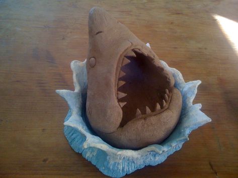 Shark Clay Sculpture, Sandtray Therapy, Monster Shark, Shark Head, Adventure Quest, Clay Inspo, Beginner Pottery, Air Dry Clay Projects, Clay Crafts Air Dry