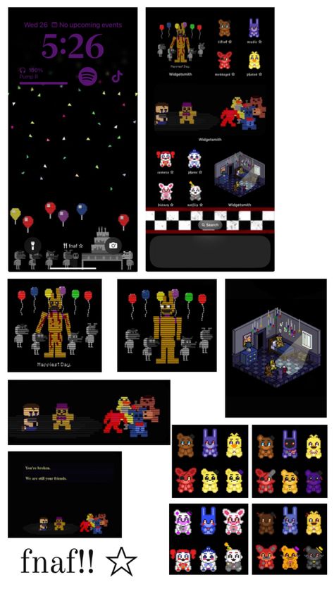 Fnaf Homescreen, Phone Inspiration, Homescreen Layout, Phone Themes, Five Night, Layout, Anime