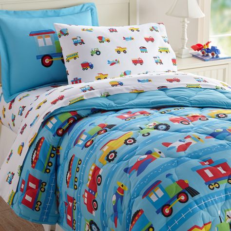 Wildkin Kids 7 Pc Full Bed In A Bag for Boys and Girls,Microfiber Bedding Set Includes Comforter, Flat Sheet,Fitted Sheet,Two Pillow Cases and Two Shams (Trains, Planes and Trucks) Cozy Cuddles, Cotton Comforter Set, 100 Cotton Duvet Covers, Full Duvet Cover, Twin Bed Sets, Twin Comforter, Bed In A Bag, Cotton Comforters, Sheet Sets Full