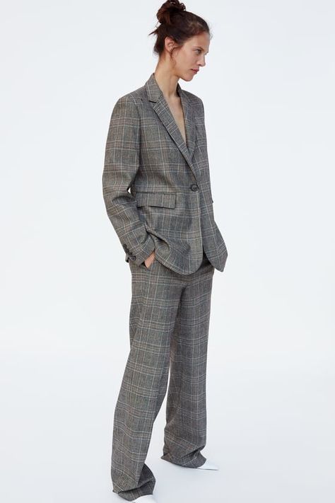 Image 7 of CHECK BLAZER from Zara Check Blazer, Ageless Style, Checked Blazer, Formal Outfit, Office Outfits, Work Fashion, Double Breasted Suit Jacket, Suit Jacket, Zara