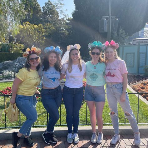 Matching shirts and ears as princesses for bachelorette party in Disneyland! Bachelorette Disney Outfits, Bachelorette Party At Disney, Disneyland Bachelorette Outfits, Disneyland Bachelorette Party, Disneyland Bachelorette, Disney Bachelorette Party Shirts, Disney Bachelorette Party, Disney Bridesmaids, Bachelorette Matching