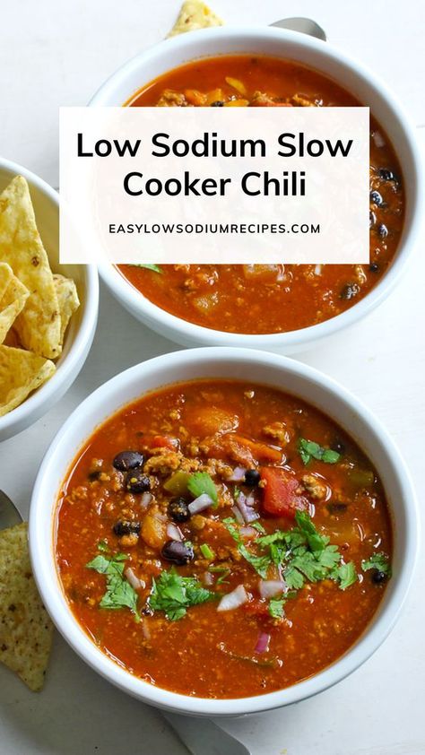 Low Sodium Chili Recipe, Chili Easy Recipe, Low Sodium Chili, Easy Low Sodium Recipes, Low Sodium Soup, High Blood Pressure Diet Meals, Low Sodium Recipes Heart, Salt Free Recipes, Chili Easy