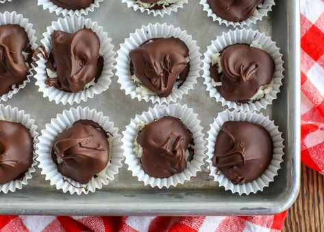 Homemade Almond Joys Candy - Barefeet In The Kitchen Homemade Chocolate Candy Recipes, Almond Joy Candy Bars, Almond Joys, Almond Joy Candy, Homemade Chocolate Candy, Homemade Sweetened Condensed Milk, Dark Chocolate Recipes, Hawaiian Recipes, Chocolate Candy Recipes