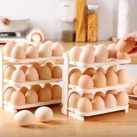 Compact Folding Egg Holder $45 Food Storage Rooms, Kitchen Tray, Egg Carton Crafts, Egg Tray, Egg Storage, Cube Design, Egg Holder, Door Storage, Storage Room