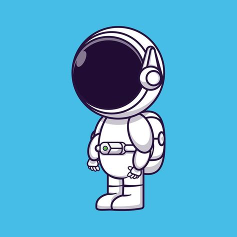 Cute cartoon Astronaut standing from side. Professional Concept. Simple premium design Astronaut Standing, Illustration Science, Box Cartoon, Cartoon Astronaut, Holiday Icon, Psd Icon, Vector Photo, Premium Design, Premium Vector