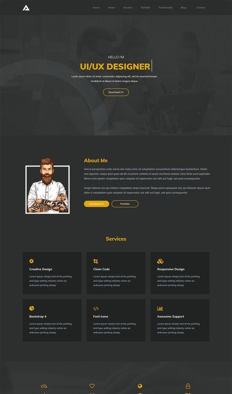 One Page Portfolio HTML Template One Page Portfolio, Template For Business, Web Studio, Portfolio Website Design, Dark Wallpaper Iphone, Html Templates, Portfolio Templates, Page Template, Start Up Business