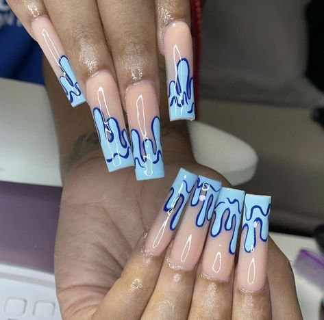 Drip Gel Nails, Acrylic Nails Drip Design, Dripping French Tip Nails, Slime Drip Nails, Drip Design On Nails, Dripping Nail Art, Drippy Nails Acrylic, Drip Nails Design, Glitter Drip Nails