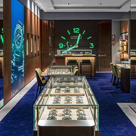 TPG Architecture Implements Store Design Concept for Panerai's New Hudson Yards Location Watch Store Design, Store Concept, Italian Lifestyle, Interior Design Sketches, Hudson Yards, Counter Display, Store Design Interior, Retail Store Design, Merchandising Displays