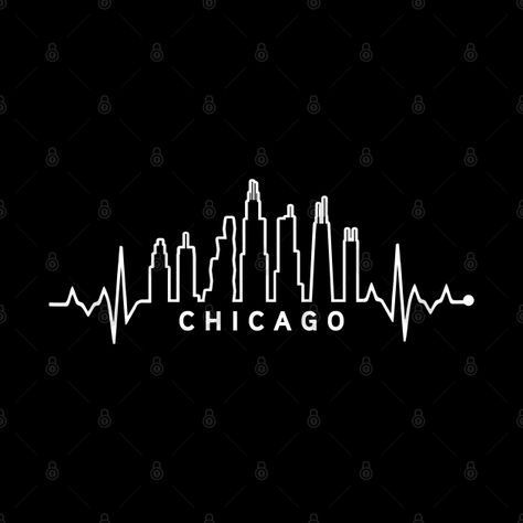 Chicago Svg, Night Sky Silhouette, Chicago Skyline Silhouette, Chicago City Skyline, Sky Silhouette, Heartbeat Tattoo, Chicago Flag, Chicago Design, City Logo