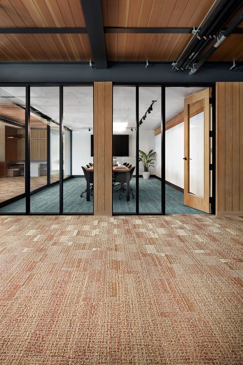 Dot O-Mine: Modern Trio Collection Carpet Tile by Interface Carpet Tiles Office, Paving Design, Commercial Carpet Tiles, Resilient Flooring, Modern Office Design, Commercial Carpet, Carpet Tile, Commercial Flooring, Commercial Interior Design