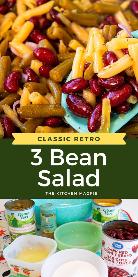 3 Bean Salad Recipe, 5 Bean Salad, Bean Salad Dressing, 3 Bean Salad, Meals For Three, Air Fryer Recipes Appetizers, Bean Salad Recipe, Three Bean Salad, Pork Salad