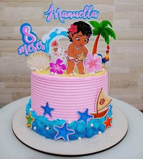 Mohana Cake, Moana Birthday Cake, Festa Moana Baby, Cake Designs For Girl, Moana Bebe, Moana Cake, Pig Birthday Party, Luau Birthday Party, Moana Birthday Party