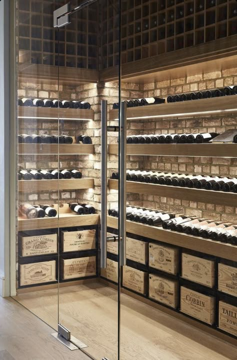 Wine Room Ideas, Wine Crate Storage, Storage Walls, Cellar Inspiration, Wine Cellar Inspiration, Wine Room Design, Blakes London, Wine Cellar Basement, Glass Wine Cellar