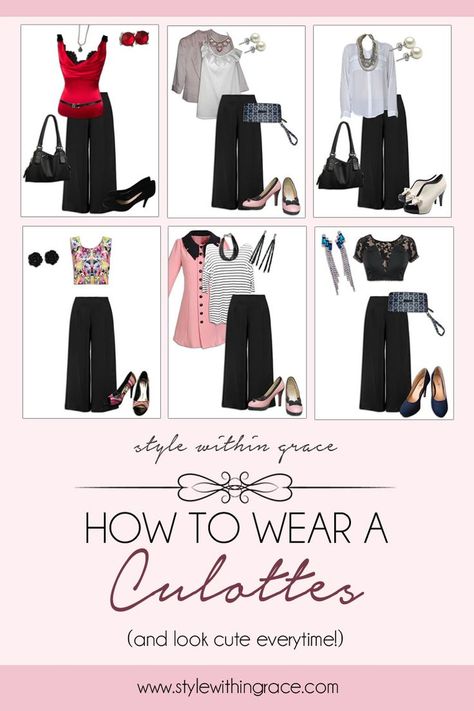 How To Wear Cullotes, Culottes Outfit Summer, Style Culottes, Spring Creative, How To Wear Culottes, How To Style Culottes, Culottes Outfit, Unique Outfit Ideas, Dots Outfit