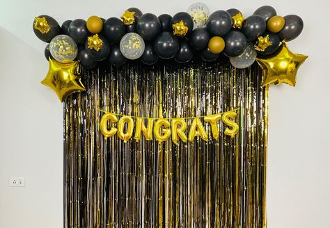 Congrats Party Ideas, Convocation Day Decoration Ideas, Simple Graduation Backdrop Ideas, Congratulations Decorations Party Ideas, Congratulations Party Decorations, Congratulations Party Ideas, Back Drop Graduation Ideas, Graduation Decoration Ideas Backdrops, Farewell Decorations