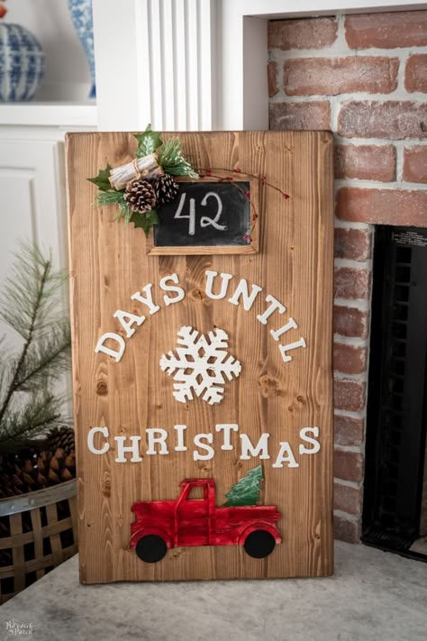 Diy Christmas Countdown, Dollar Tree Christmas Diy, Christmas Diy Crafts, The Navage Patch, Navage Patch, Christmas Countdown Diy, Christmas Signs Diy, Wood Christmas Decorations, Countdown Sign