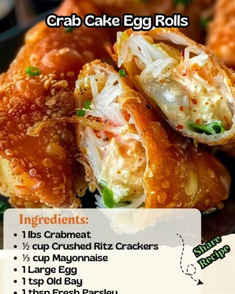 Crab Cakes Egg Rolls, Crab Cake Eggroll Recipe, Crab Cake Eggrolls, Crab Cake Egg Rolls Recipes, Crabcake Eggrolls, Crab Cake Egg Rolls, Crab Egg Rolls Recipes, Crab Egg Rolls, Seafood Egg Rolls