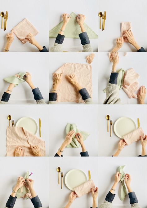 How to Fold a Napkin Six Beautiful Ways How To Fold Linen Napkins, Ways To Fold A Napkin, Fold A Napkin, Beautiful Napkin Folding, Napkin Folding Ideas, Easy Napkin Folding, Napkin Folds, Folding Ideas, Presentation Styles