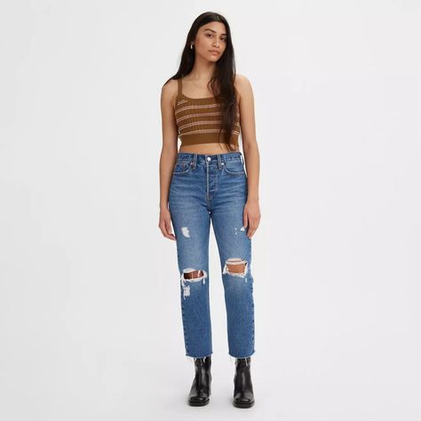 Wedgie Straight Fit Women's Jeans - Medium Wash | Levi's® US Vintage Levis Jeans, Levi's Jeans, Ripped Jean, Levis Jeans, Colored Jeans, Cropped Jeans, Women's Jeans, Levi's, Mom Jeans