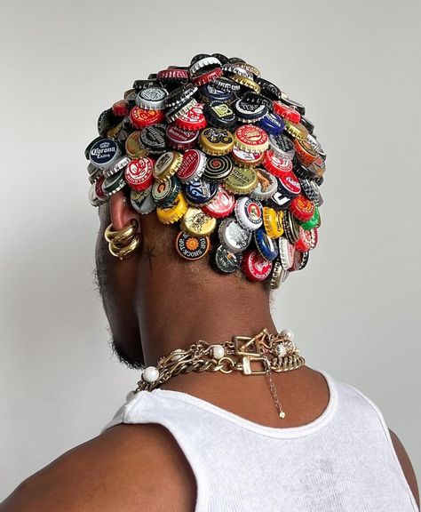 C Curl, Black Photography, Beer Caps, Afrocentric Art, Black Art Painting, Photoshoot Concept, Head Piece, Afro Art, Cinematic Photography