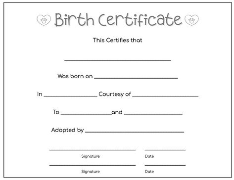 Editable Birth Certificate Template Puppy Birth Certificate, Baby Dedication Certificate, Certified Copy, Pricing Guide Photography, Birth Certificate Template, Opening A Bank Account, Marriage Records, Baby Dedication, Certificates Online