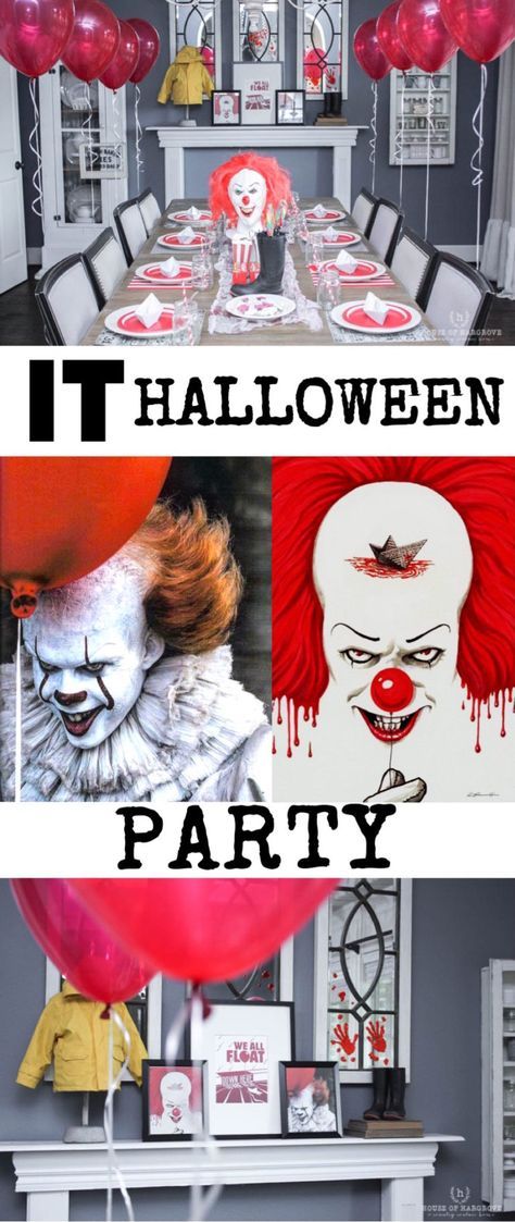 IT Movie Halloween Party: Scary IT clown/carnival decor and food House Party Movie, Clown Carnival, Carnival Decor, Movie Scary, Halloween Party Scary, It Clown, Creepy Halloween Party, Food Halloween, It Movie