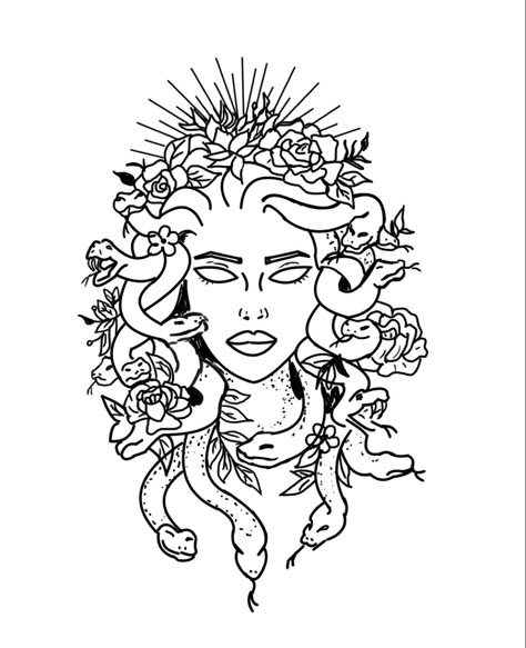 Medusa Tattoo Outline, Medusa Tattoo Stencil, Tattoo Drawing Ideas, Melanie Martinez Tattoo, Martinez Tattoo, Medusa Drawing, Medusa Tattoo Design, Tattoo Outline Drawing, Medusa Tattoo