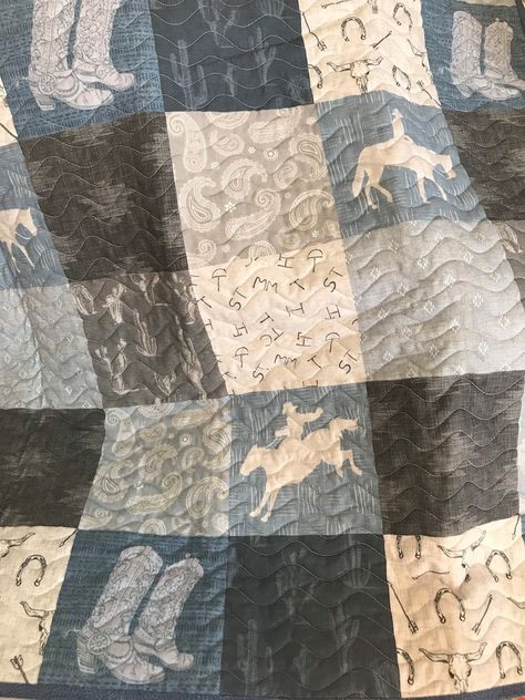 Western Theme Nursery, Western Crib Bedding, Western Crib, Western Baby Clothes, Cowboy Quilt, Western Quilts, Baby Clothes Quilt, Horse Quilt, Boho Quilt